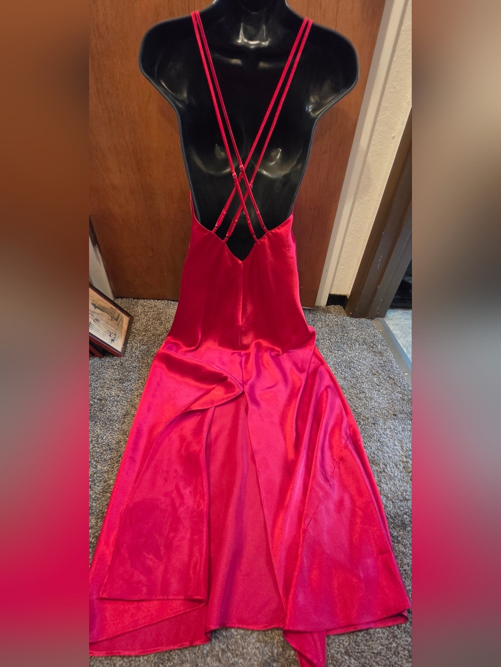 Frederick's of Hollywood Red Satin V-Neck Slip Dress SzM - Picture 6 of 9